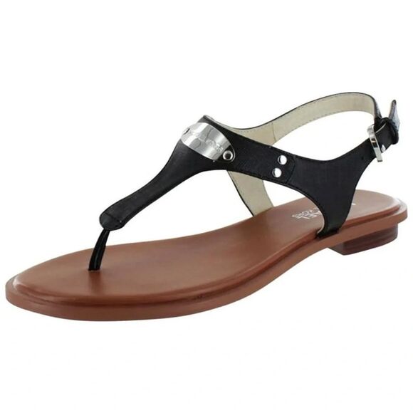 MICHAEL Michael Kors Women's Leather MK Plate T-Strap Thong Sandals NWOB - Picture 3 of 6